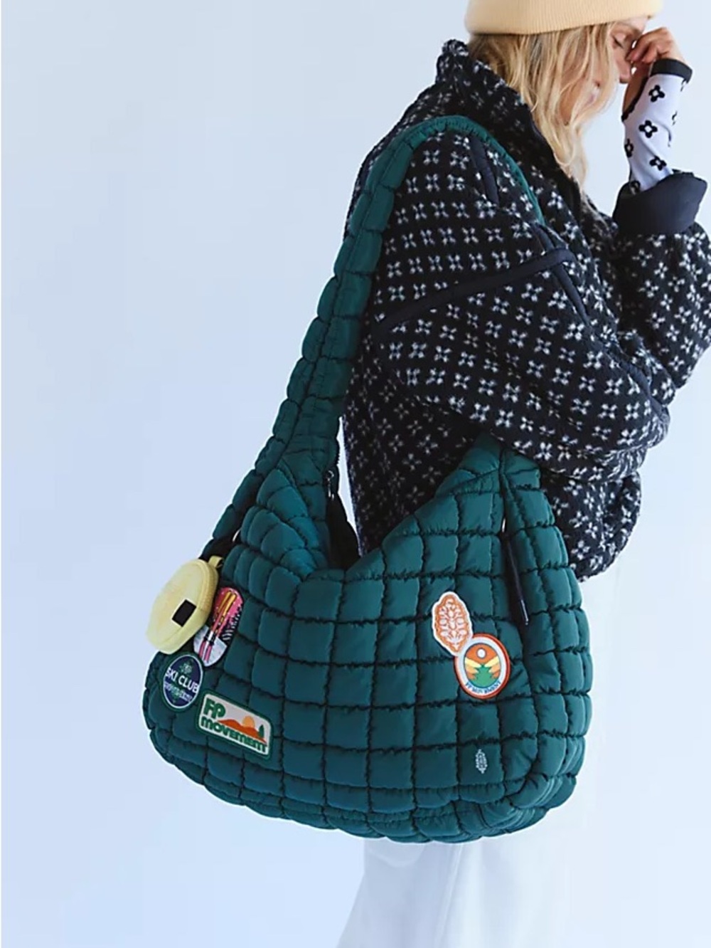 Free People FP Movement Quilted Shoulder Bag with Patches